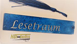 Lesezeichen " Lesetraum" blau mit Glitzer Gr. M