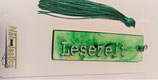 Lesezeichen " Lesezeit" grün/ transparent Gr. S