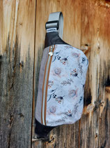 Bauchtasche / grau - Blütenmuster