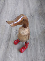 Holzente Ducks with shoes mit roten Schuhen