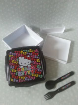 Brotdose, Lunchbox, Vorratsbehälter mit Besteck, Snack Box, Bentobox, Hello Kitty, color bow