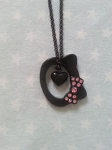 Halskette mit Anhänger, Modeschmuck, Damen Halsketten, Hello Kitty, black silhouette