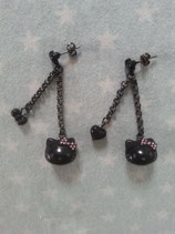 Ohrringe, Ohrstecker, Modeschmuck, Hello Kitty, black long