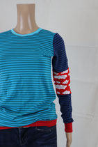 Langarmshirt Hannah  retro Mix Shirt türkis rot blau
