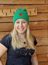 Mütze Beanie Strickmütze mit Herz grün