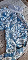Musselinhose , Pumphose Blumen Ornamente blau weiß