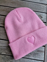 Mütze Beanie Strickmütze mit Herz rosa