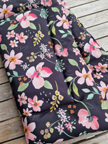 Hundedecke aus weichem Outdoorstoff Softshell Blumen schwarz