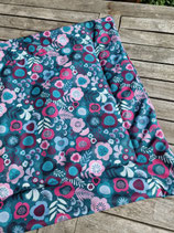 Hundedecke aus weichem Outdoorstoff Softshell Blumen auf petrol