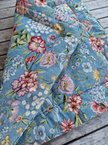 Hundedecke aus weichem Outdoorstoff Blumen blau