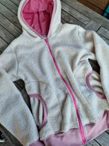 Sweatjacke Plüsch natur mit rosa