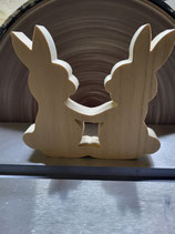 Holzfigur Hasenpaar
