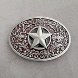 Buckle Gürtelschnalle Star / rot / schwarz massiv
