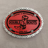 Buckle Gürtelschnalle Double S. Boots rot mit Ledereinsatz massiv