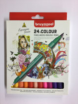 Bruynzeel Fineliners/Brushpen 24 Farben