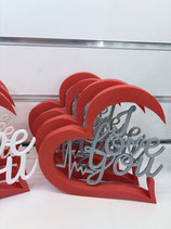 3D-Herzaufsteller „I Love You“ mit Herzschlag-Linie
