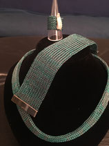 Set  Kette, Armband und Ring aus Anthrazitfarbenem und Petrolgrünem Kupferdraht mit Edelstahl- Magnetverschluss Edelstahl-Magnet-Schnallenverschluss. Als Set oder auch einzeln erhältlich