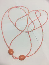 Glasröhren und Perlen Kette in Orange irisierend mit Orangen ovalen Steinperlen 2 reihig