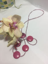 Lila-Rosa Glasperlenkette mit Pinken Steinscheiben