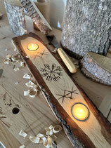 Holzteelicht Eichenbrett Vegvisir