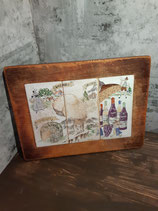 Houten snijplank met tegeltjes