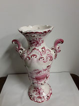 Vase Faience de Desvres Décor Chantilly rose  Hauteur 24 cm Diamètre 9 cm