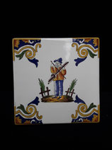 Ancien Carreau Réf 0029 Faience de Desvres 14cm ×14cm