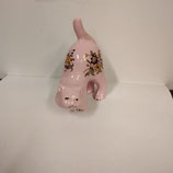 Nouveau ! Chat Baguier Rose Faience De Desvres Hauteur 12cm