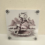 Carreau Carrelage Faience De Desvres 13cm Les Fables De La Fontaine Année 1970