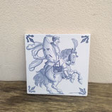 Ancien Carreau Carrelage Faience De Delft 13cm Cavalier Bouclier