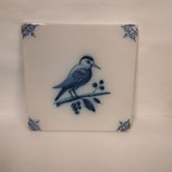 Ancien Carreau Carrelage Delft Faience Déco Oiseau 13cm