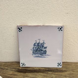 Ancien Carreau Carrelage Faience De Delft 13cm Bateau Voilier