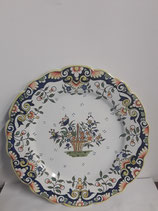 Assiette à accrocher Faience de Desvres Décor Rouen Diamètre 24 cm