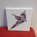 Ancien Carreau Décor Oiseau Manganèse Carrelage Faience De Delft estampillé Makkum 13cm