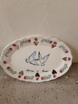 Plat De Mariage avec  Colombes et alliances s accroche ou se pose Longueur 43cm Largeur 30cm