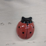 Grande Coccinelle Rouge et Noir Faience De Desvres Hauteur 15,5 cm Largeur 12,5 cm