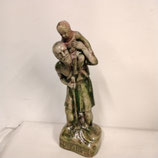 Saint Christophe Faience De Desvres Craquelé Objet Religieux Hauteur 29cm base 9cm