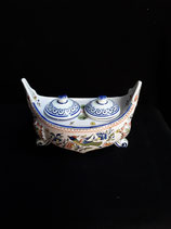 Encrier 3  Faience de Desvres Longueur 17,5cm Largeur 9 cm Hauteur 12 cm