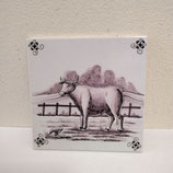 Carreau Carrelage Faience De Desvres 13cm les Fables De la Fontaine Année 1970