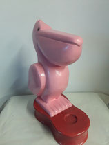 PÉLICAN GALOPIN  Hauteur 32 cm base 21 cm Couleur Rose  socle bordeaux