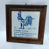 Ancien Carreau Carrelage Encadré Faience De Delft 17cm Décor Coq