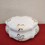 Coffret à  Bijoux ou Dragées Faience De Desvres Blanc et Or Longueur 16,5 cm Largeur 11,5 cm
