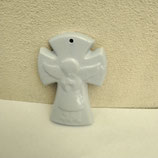 Croix  ange gardien bleu ciel Faience De Desvres Hauteur 11cm Largeur 7,5 cm