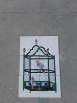 Fresque Faience de Desvres Cage Oiseau Hauteur 44cm Largeur 29,5 cm