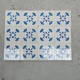 Lot de 12 anciens Carreaux Carrelages 11cm Faience de Desvres bleu et blanc