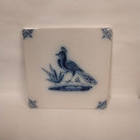 Ancien Carreau Carrelage Faience De Delft Décor Oiseau 13cm