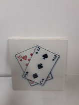 Carreau Faience trois de pique dix de coeur dimensions 13cm×13cm référence F