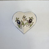 Coeur Faience De Desvres Hauteur 3cm Diamètre 6cm Décor Fleur