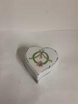 Cœur Faience de Desvres Décor vert et une rose Diamètre 6cm Hauteur 3cm