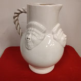 Ancien Pichet Pot Faience avec 3 Têtes Hauteur 25cm Diamètre 10,5 cm